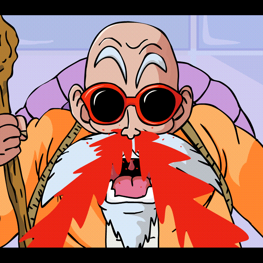 roshi_nosebleed_animation_by_philliecheesie-d7o0l5i.gif