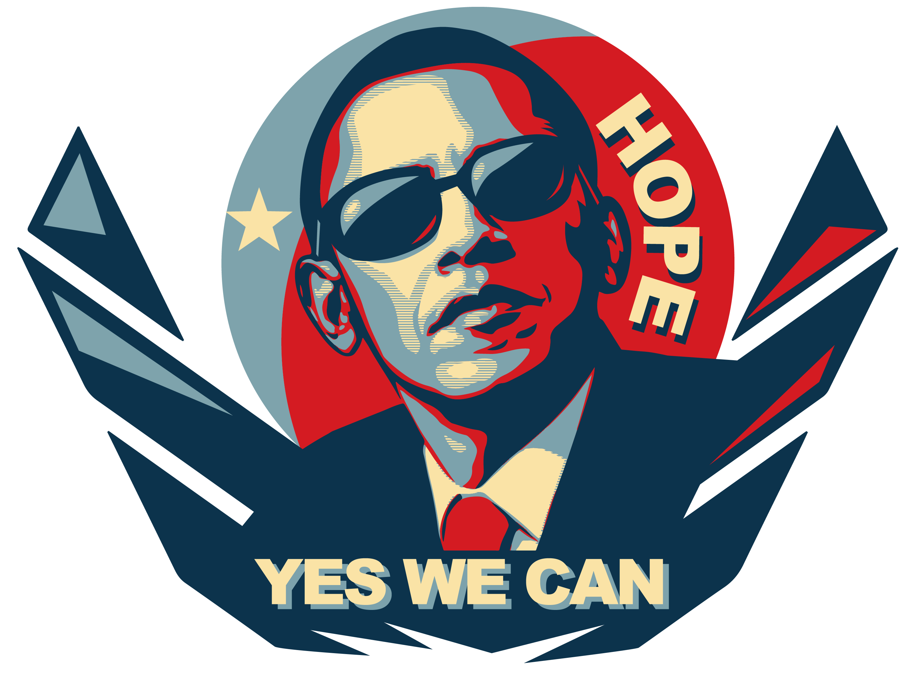 Obama with sunglasses Yes We Can