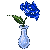 blue Rose in teardrop crystal vase