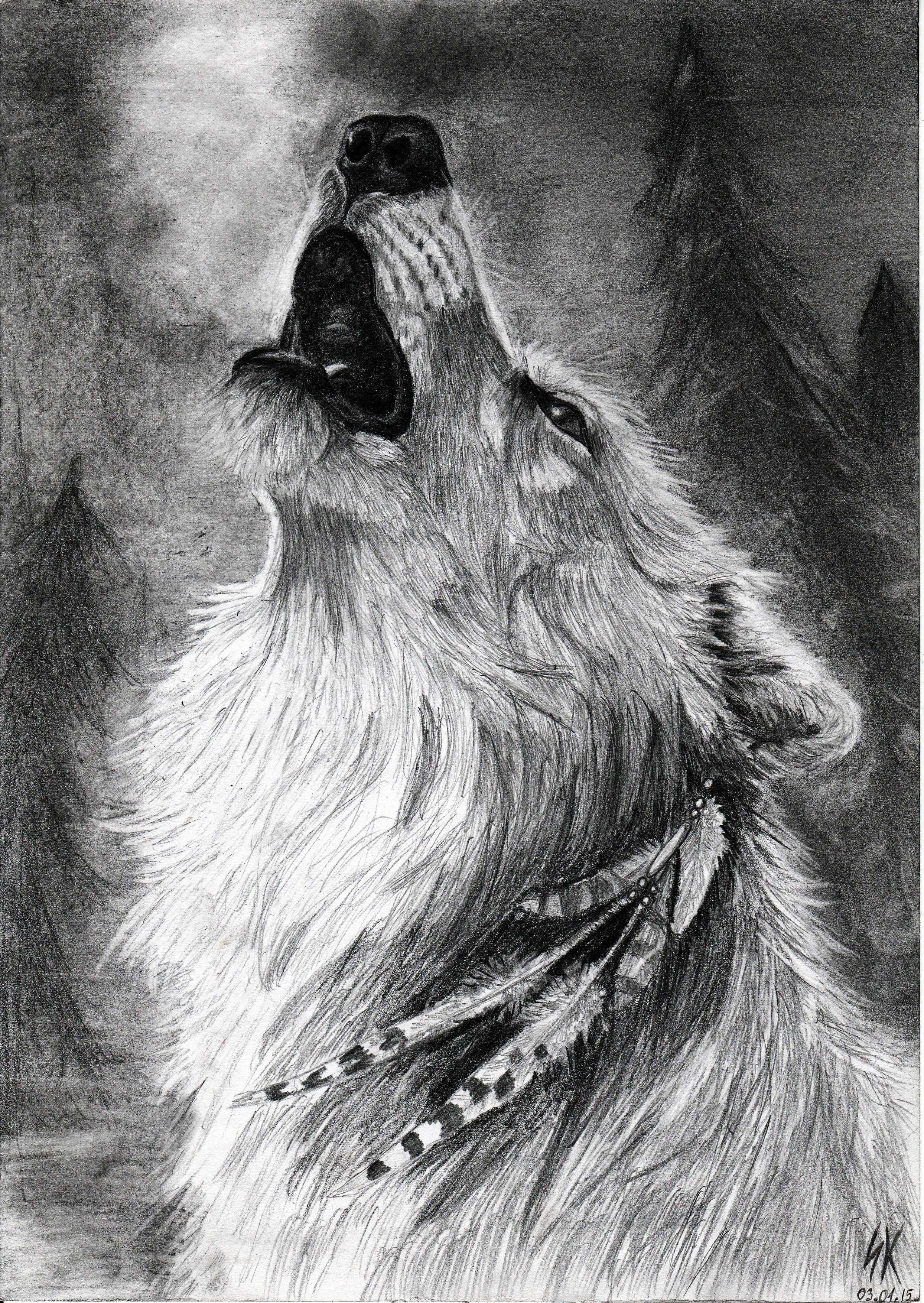 howling wolf pencil drawing by VilkuPL on DeviantArt