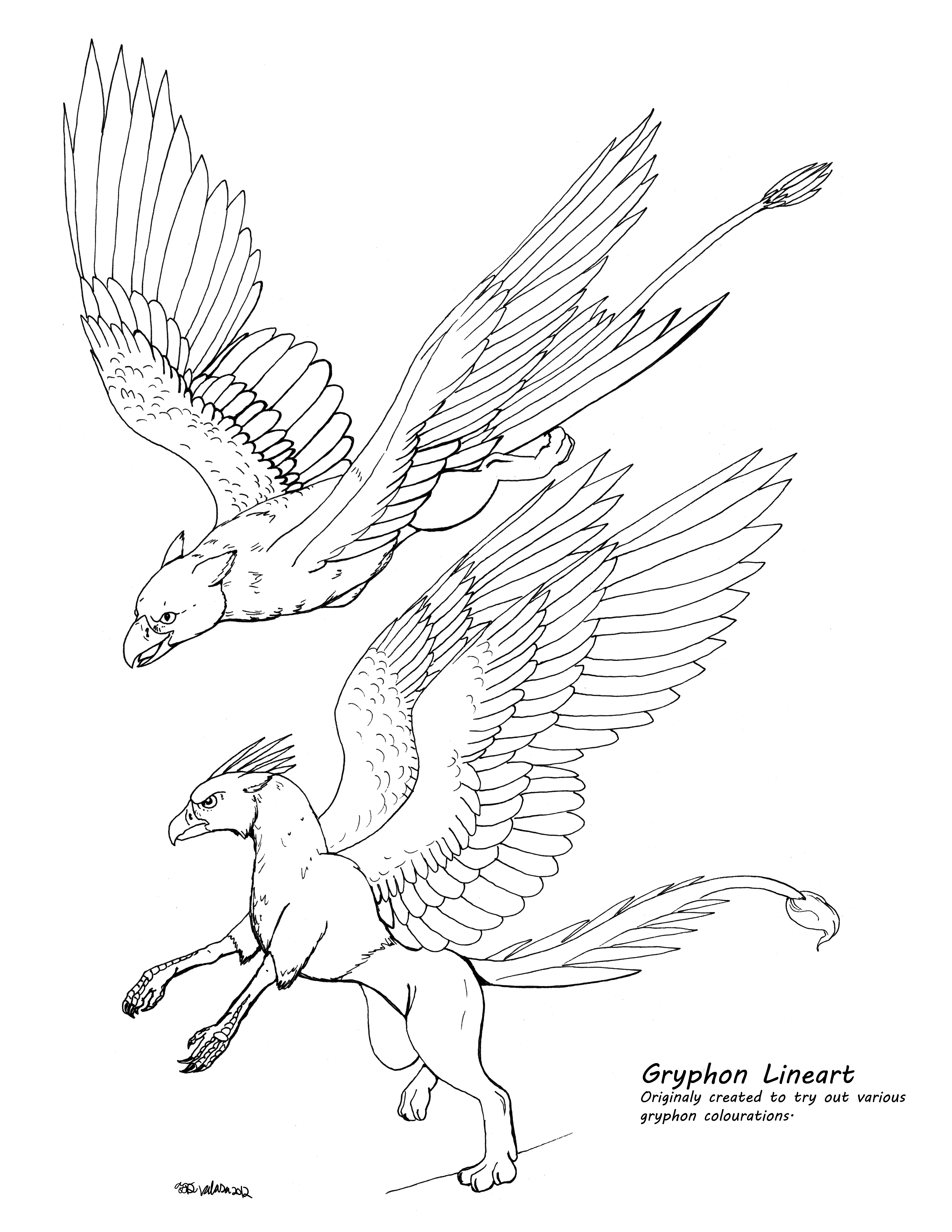Two Gryphon lineart by Auronyth on DeviantArt