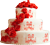 Red and white cake with roses 50px